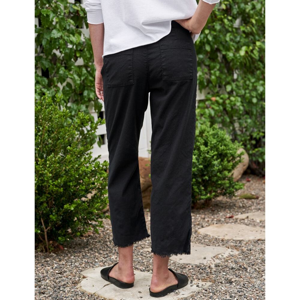 Frank & Eileen Black Kinsale Cotton Flax Crop Pants Size 0 - Picture 2 of 8